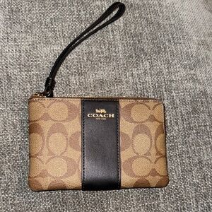 Coach Signature Brown and Black Wristlet